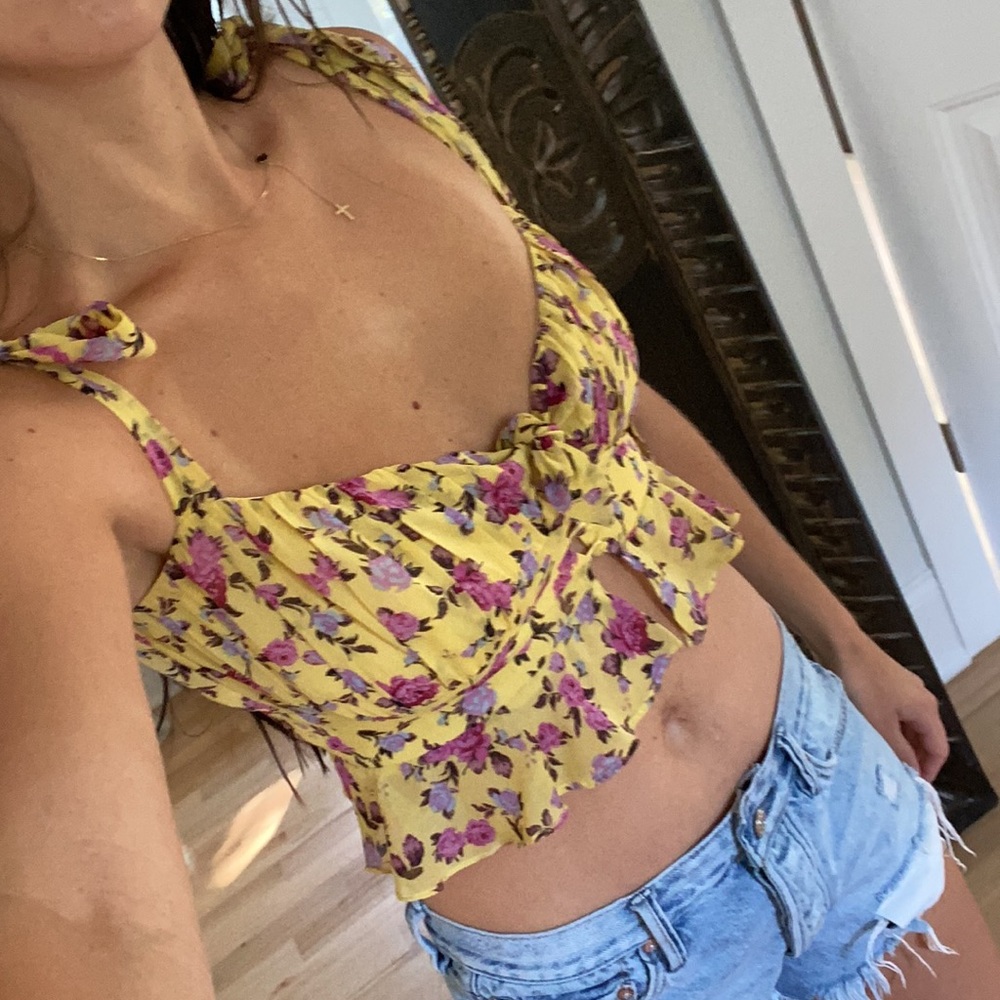 For Love and Lemons BEAUMONT SILK-BLEND TOP